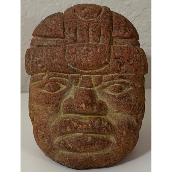 Vintage Mesoamerican Clay Head Mexico Central American Aztec Olmec